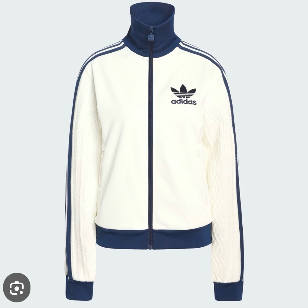 RARE women’s Adidas original knit classic track jacket top off white XL - Picture 5 of 5
